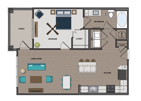 1 bed 1 bath floor plan A at The Edison at Madison, Alabama